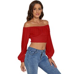 Long Sleeve Crinkled Weave Crop Top 