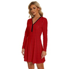 Long Sleeve Deep V Mini Dress  