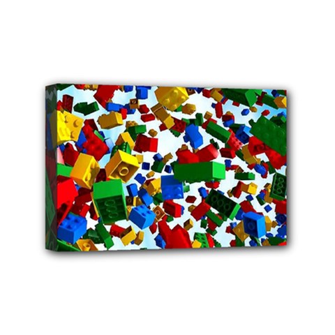 Falling Lego Bricks, Desenho Mini Canvas 6  x 4  (Stretched) from ArtsNow.com