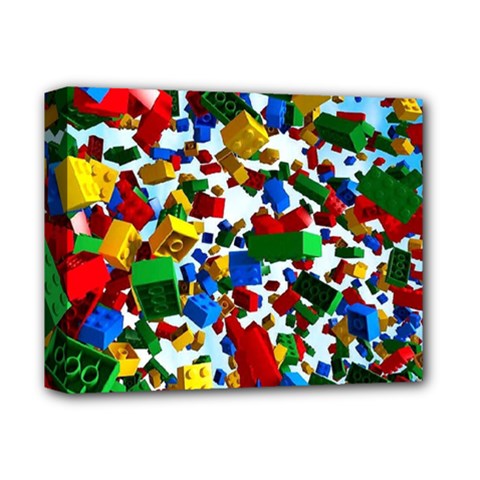 Falling Lego Bricks, Desenho Deluxe Canvas 14  x 11  (Stretched) from ArtsNow.com