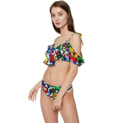 Ruffle Edge Tie Up Bikini Set	 