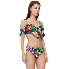 Ruffle Edge Tie Up Bikini Set	 