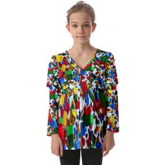 Kids  V Neck Casual Top 