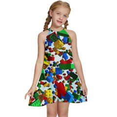 Kids  Halter Collar Waist Tie Chiffon Dress 