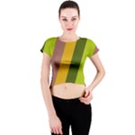 Autumn Harmony Geometric Style Print  Crew Neck Crop Top