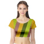 Autumn Harmony Geometric Style Print  Short Sleeve Crop Top