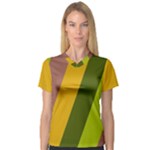 Autumn Harmony Geometric Style Print  V-Neck Sport Mesh T-Shirt