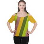 Autumn Harmony Geometric Style Print  Cutout Shoulder T-Shirt