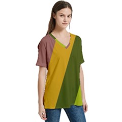 V-Neck Split Shoulder Casual T-Shirt 