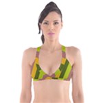 Autumn Harmony Geometric Style Print  Plunge Bikini Top