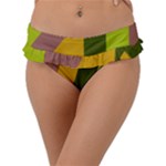 Autumn Harmony Geometric Style Print  Frill Bikini Bottoms