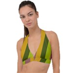 Autumn Harmony Geometric Style Print  Halter Plunge Bikini Top