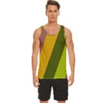 Autumn Harmony Geometric Style Print  Men s Wide Collar Tank Top