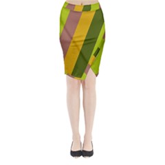 Autumn Harmony Geometric Style Print  Midi Wrap Pencil Skirt from ArtsNow.com