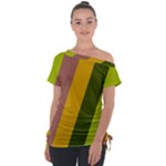 Autumn Harmony Geometric Style Print  Off Shoulder Tie-Up T-Shirt