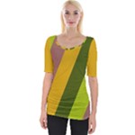 Autumn Harmony Geometric Style Print  Wide Neckline T-Shirt