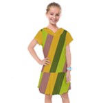 Autumn Harmony Geometric Style Print  Kids  Drop Waist Dress