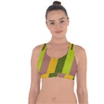 Autumn Harmony Geometric Style Print  Cross String Back Sports Bra