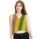 Autumn Harmony Geometric Style Print  V-Neck Cropped Tank Top