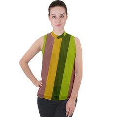 Mock Neck Chiffon Sleeveless Top 