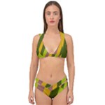 Autumn Harmony Geometric Style Print  Double Strap Halter Bikini Set