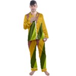 Autumn Harmony Geometric Style Print  Men s Long Sleeve Satin Pajamas Set