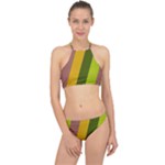 Autumn Harmony Geometric Style Print  Halter Bikini Set