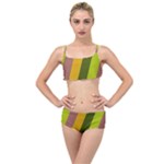 Autumn Harmony Geometric Style Print  Layered Top Bikini Set