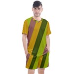 Autumn Harmony Geometric Style Print  Men s Mesh T-Shirt and Shorts Set