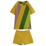 Autumn Harmony Geometric Style Print  Kids  Swim T-Shirt and Shorts Set