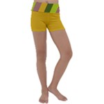 Autumn Harmony Geometric Style Print  Kids  Lightweight Velour Yoga Shorts