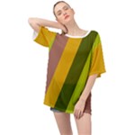 Autumn Harmony Geometric Style Print  Oversized Chiffon Top