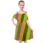 Autumn Harmony Geometric Style Print  Kids  Cut Out Shoulders Chiffon Dress