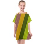 Autumn Harmony Geometric Style Print  Kids  One Piece Chiffon Dress