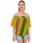 Autumn Harmony Geometric Style Print  Off Shoulder Short Sleeve Top