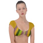 Autumn Harmony Geometric Style Print  Cap Sleeve Ring Bikini Top