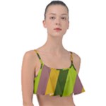 Autumn Harmony Geometric Style Print  Frill Bikini Top