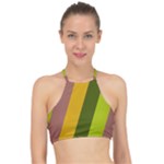 Autumn Harmony Geometric Style Print  Halter Bikini Top