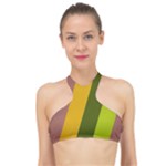 Autumn Harmony Geometric Style Print  High Neck Bikini Top