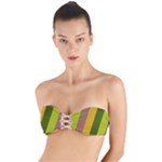 Autumn Harmony Geometric Style Print  Twist Bandeau Bikini Top