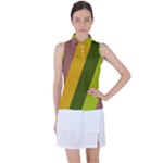 Autumn Harmony Geometric Style Print  Women s Sleeveless Polo T-Shirt