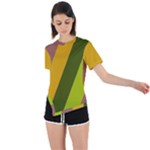 Autumn Harmony Geometric Style Print  Asymmetrical Short Sleeve Sports T-Shirt