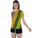 Autumn Harmony Geometric Style Print  Back Circle Cutout Sports T-Shirt