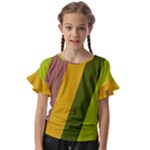 Autumn Harmony Geometric Style Print  Kids  Cut Out Flutter Sleeves