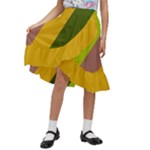 Autumn Harmony Geometric Style Print  Kids  Ruffle Flared Wrap Midi Skirt