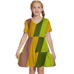 Autumn Harmony Geometric Style Print  Kids  Short Sleeve Tiered Mini Dress