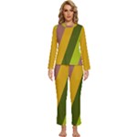 Autumn Harmony Geometric Style Print  Womens  Long Sleeve Lightweight Pajamas Set