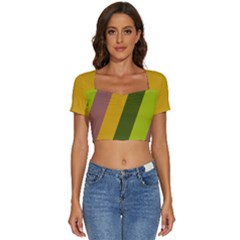 Short Sleeve Square Neckline Crop Top  