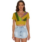 Autumn Harmony Geometric Style Print  V-Neck Crop Top