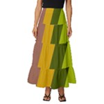 Autumn Harmony Geometric Style Print  Tiered Ruffle Maxi Skirt